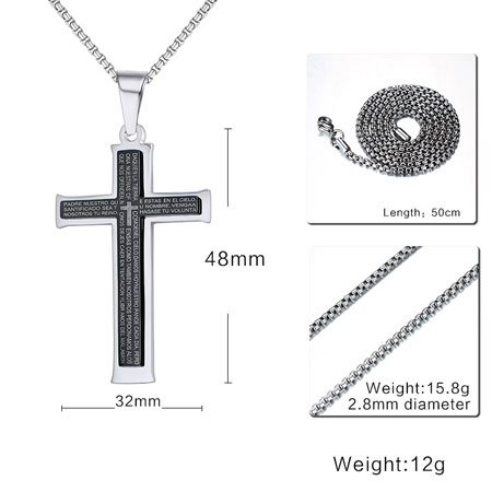 Colliers pendentif croix en acier inoxydable titane pour hommes